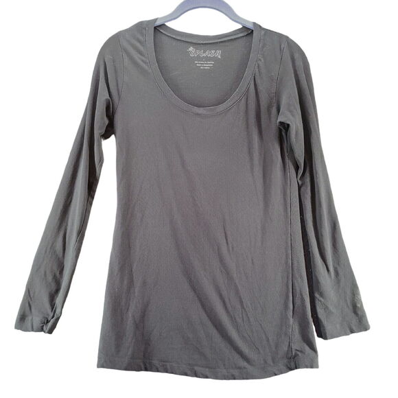 Splash Womens Top Black Size Large Cotton Blend Long Sleeve Pullover Stretch - Picture 1 of 12